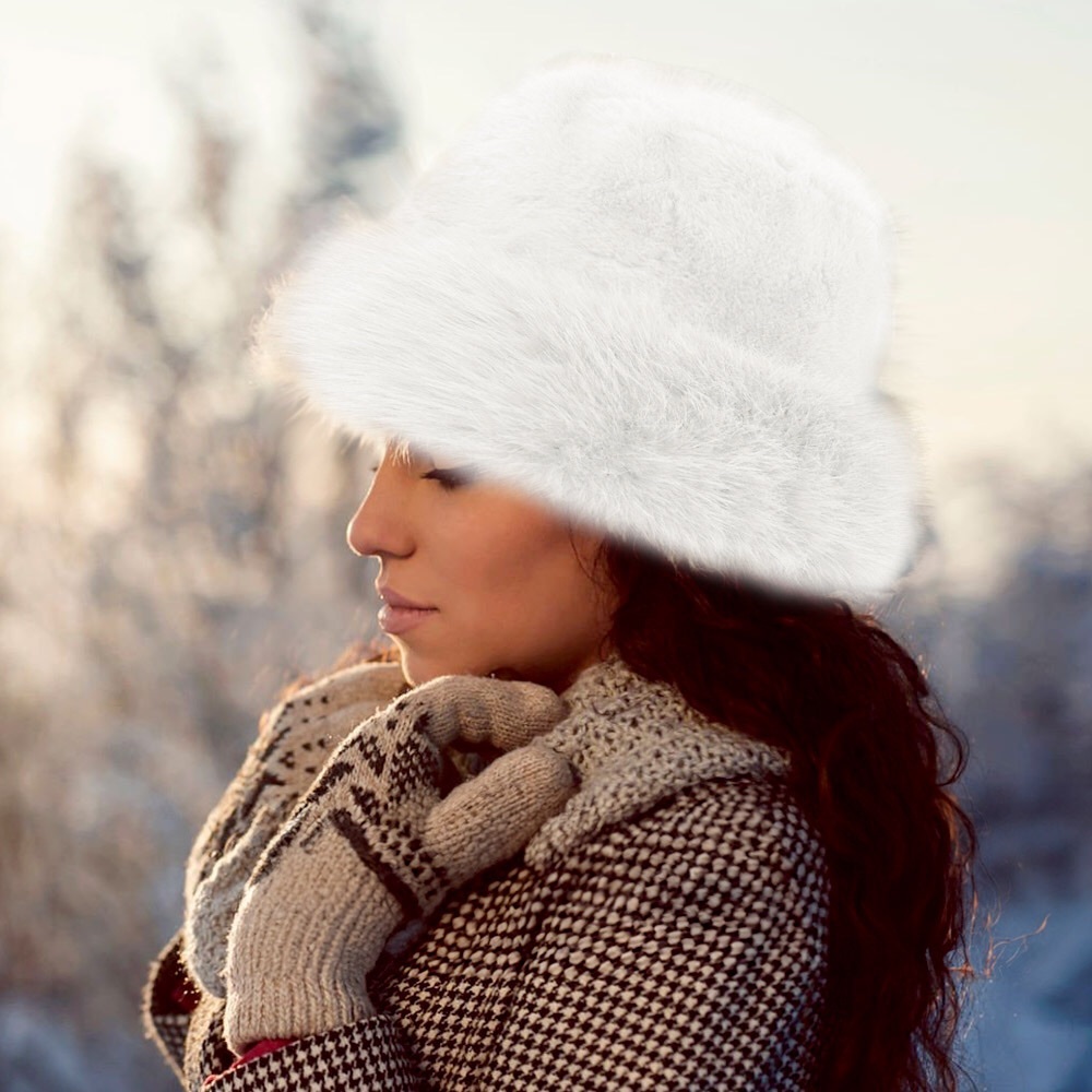 Vegan Fur Russian Style Plush Bucket Hat